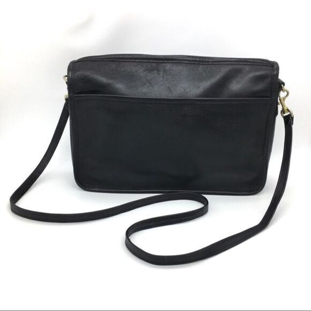 Vintage Almondo Classic Black Leather Shoulder Bag Purse